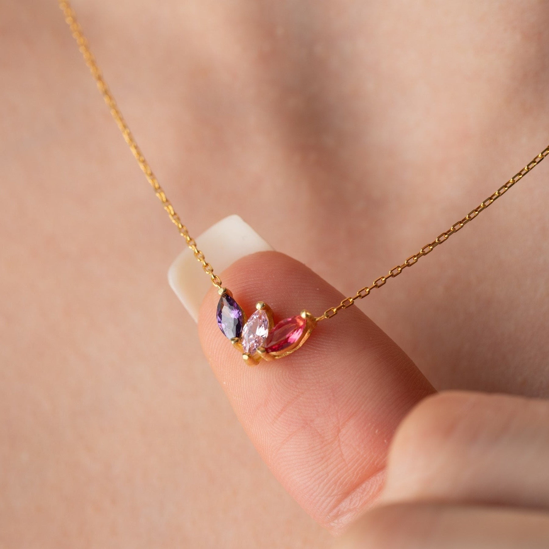 Personalized Family Birthstone Necklace - Custom Mother's Jewelry - Multi Birth Stone Necklace - Gift for Her - Grandma Necklace