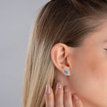 14k Gold Opal Stud Earrings, Dainty White Opal Earrings, Sterling Silver Blue Real Opal Earrings