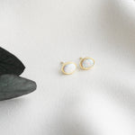 14k Gold Opal Stud Earrings, Dainty White Opal Earrings, Sterling Silver Blue Real Opal Earrings