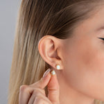 14k Gold Opal Stud Earrings, Dainty White Opal Earrings, Sterling Silver Blue Real Opal Earrings