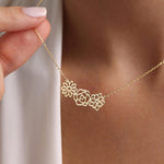 14k Gold Birth Flower Necklace, Family Necklace for Mom, Personalised Mother Jewelry, Christmas Gift for Grandma, Mothers Day Gift