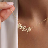 14k Gold Birth Flower Necklace, Family Necklace for Mom, Personalised Mother Jewelry, Christmas Gift for Grandma, Mothers Day Gift