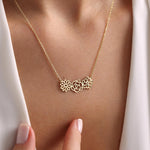 14k Gold Birth Flower Necklace, Family Necklace for Mom, Personalised Mother Jewelry, Christmas Gift for Grandma, Mothers Day Gift