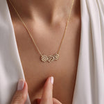 14k Gold Birth Flower Necklace, Family Necklace for Mom, Personalised Mother Jewelry, Christmas Gift for Grandma, Mothers Day Gift