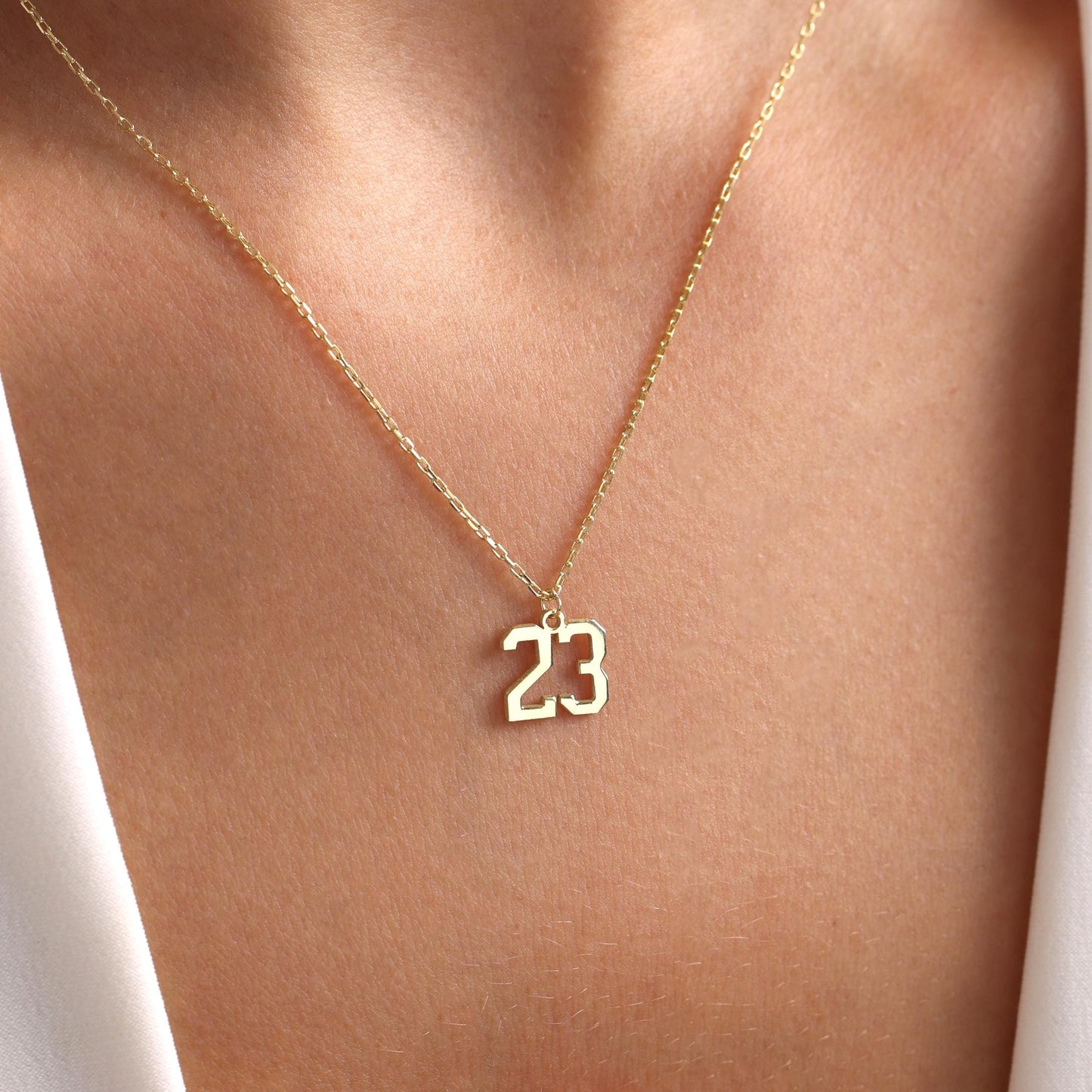 Personalized Gold Number Necklace, Custom Age Pendant for Birthday, Anniversary, Milestone Jewelry Gift, Minimalist Charm Necklace for Women