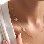 Personalized Multiple Birth Flower Necklace - Gold Sideways Birthflower Necklace - Unique Christmas Gift for Mom, Grandma, or Her