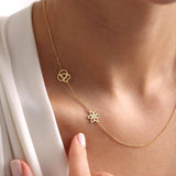Personalized Multiple Birth Flower Necklace - Gold Sideways Birthflower Necklace - Unique Christmas Gift for Mom, Grandma, or Her