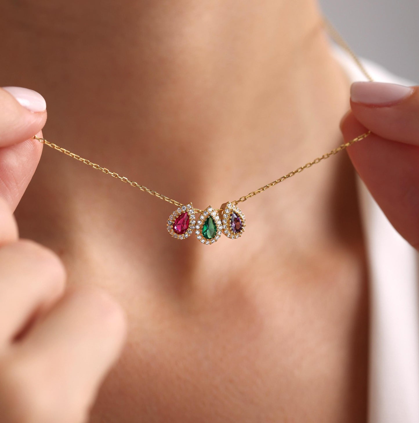 Birthstone Necklace for Grandma, Family Birthstone Necklace Gold, Custom Mother Necklace, Grandmother Jewelry