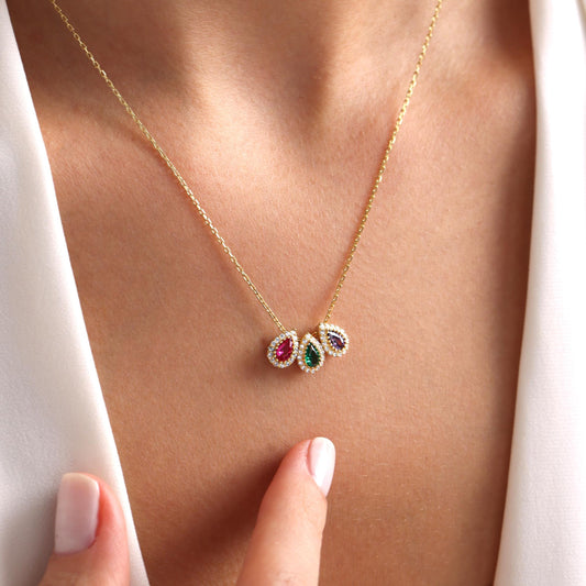 Birthstone Necklace for Grandma, Family Birthstone Necklace Gold, Custom Mother Necklace, Grandmother Jewelry