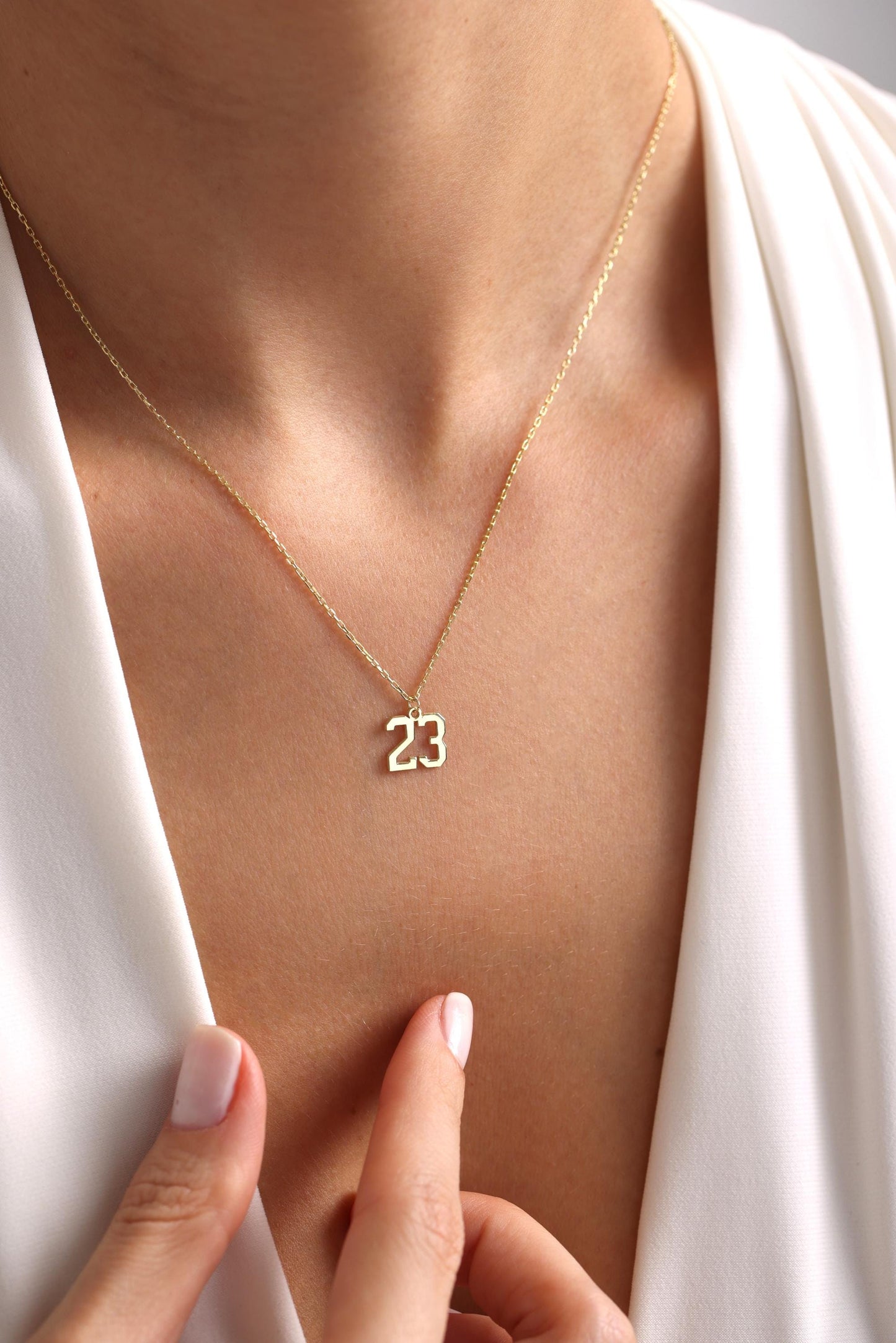 Personalized Gold Number Necklace, Custom Age Pendant for Birthday, Anniversary, Milestone Jewelry Gift, Minimalist Charm Necklace for Women