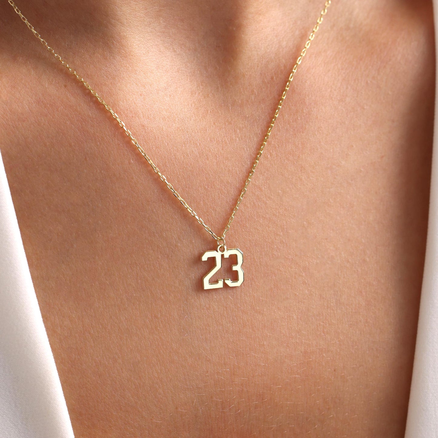 Personalized Gold Number Necklace, Custom Age Pendant for Birthday, Anniversary, Milestone Jewelry Gift, Minimalist Charm Necklace for Women