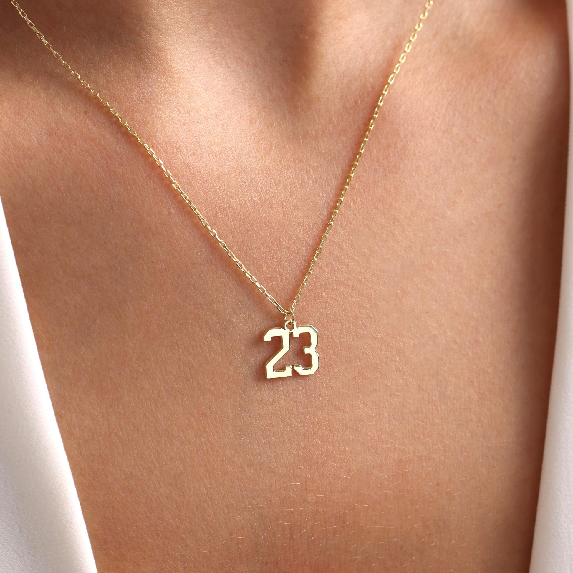 Personalized Gold Number Necklace, Custom Age Pendant for Birthday, Anniversary, Milestone Jewelry Gift, Minimalist Charm Necklace for Women