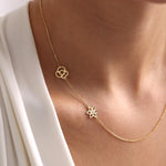 Personalized Multiple Birth Flower Necklace - Gold Sideways Birthflower Necklace - Unique Christmas Gift for Mom, Grandma, or Her