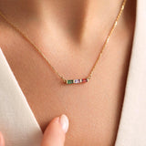 Personalized Family Birthstone Necklace, Custom Baguette Birthstone Jewelry for Mom, Mothers Day Gift, Birthday Gift for Her