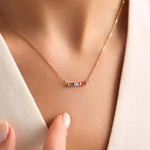 Personalized Family Birthstone Necklace, Custom Baguette Birthstone Jewelry for Mom, Mothers Day Gift, Birthday Gift for Her