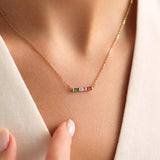 Personalized Family Birthstone Necklace, Custom Baguette Birthstone Jewelry for Mom, Mothers Day Gift, Birthday Gift for Her