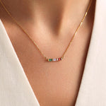 Personalized Family Birthstone Necklace, Custom Baguette Birthstone Jewelry for Mom, Mothers Day Gift, Birthday Gift for Her