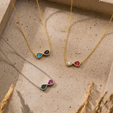Infinity Birthstone Couples Necklace | 925 Silver & 14K Gold