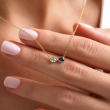 Infinity Birthstone Couples Necklace | 925 Silver & 14K Gold