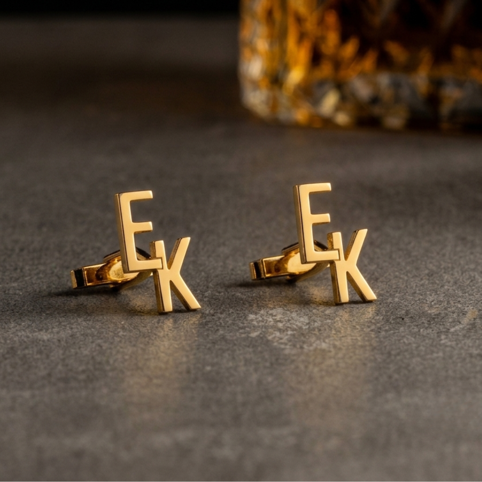 Personalized Initial Cufflinks Gold Finish Engraved Monogram Custom Groom Gift