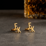 Personalised Monogram Cufflinks Gold Pair Engraved Initials Anniversary Birthday Gift for Him