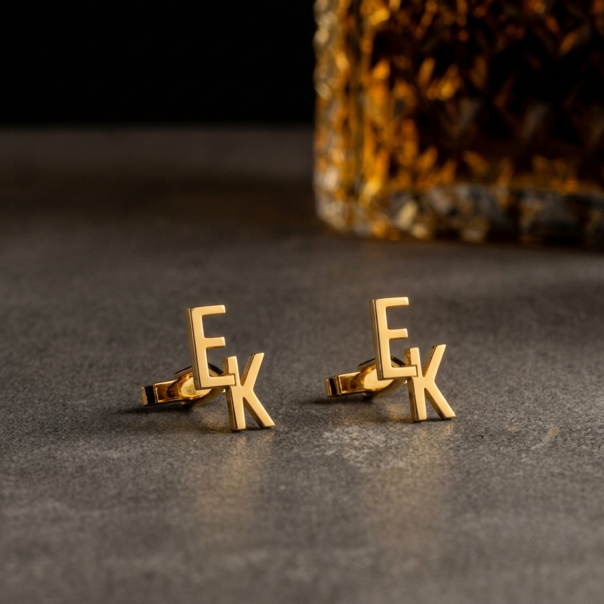 Personalised Monogram Cufflinks Gold Pair Engraved Initials Anniversary Birthday Gift for Him