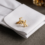 Custom Engraved Initial Cufflinks Gold Finish Close Up Monogram Men's Jewellery Gift