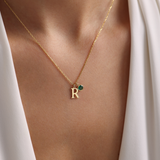 Personalized Initial Necklace with Birthstone - Sterling Silver