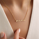Personalized Mama Necklace - Custom Font 14K Gold & Sterling Silver