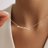 Personalized Mama Necklace - Custom Font 14K Gold & Sterling Silver