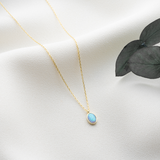 Dainty Oval Opal Necklace | 14k Gold & 925 Sterling Silver