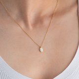 Dainty Oval Opal Necklace | 14k Gold & 925 Sterling Silver