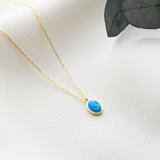 Dainty Oval Opal Necklace | 14k Gold & 925 Sterling Silver