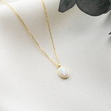 Dainty Oval Opal Necklace | 14k Gold & 925 Sterling Silver