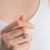 Dainty Oval Opal Necklace | 14k Gold & 925 Sterling Silver