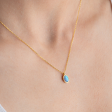 Dainty Oval Opal Necklace | 14k Gold & 925 Sterling Silver