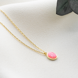 Dainty Oval Opal Necklace | 14k Gold & 925 Sterling Silver
