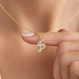 Diamond letter necklace in 925 silver and 14K solid gold — CZ initial necklace gift for her