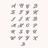 Initial letter font options for CZ diamond letter necklace — choose your engraving style