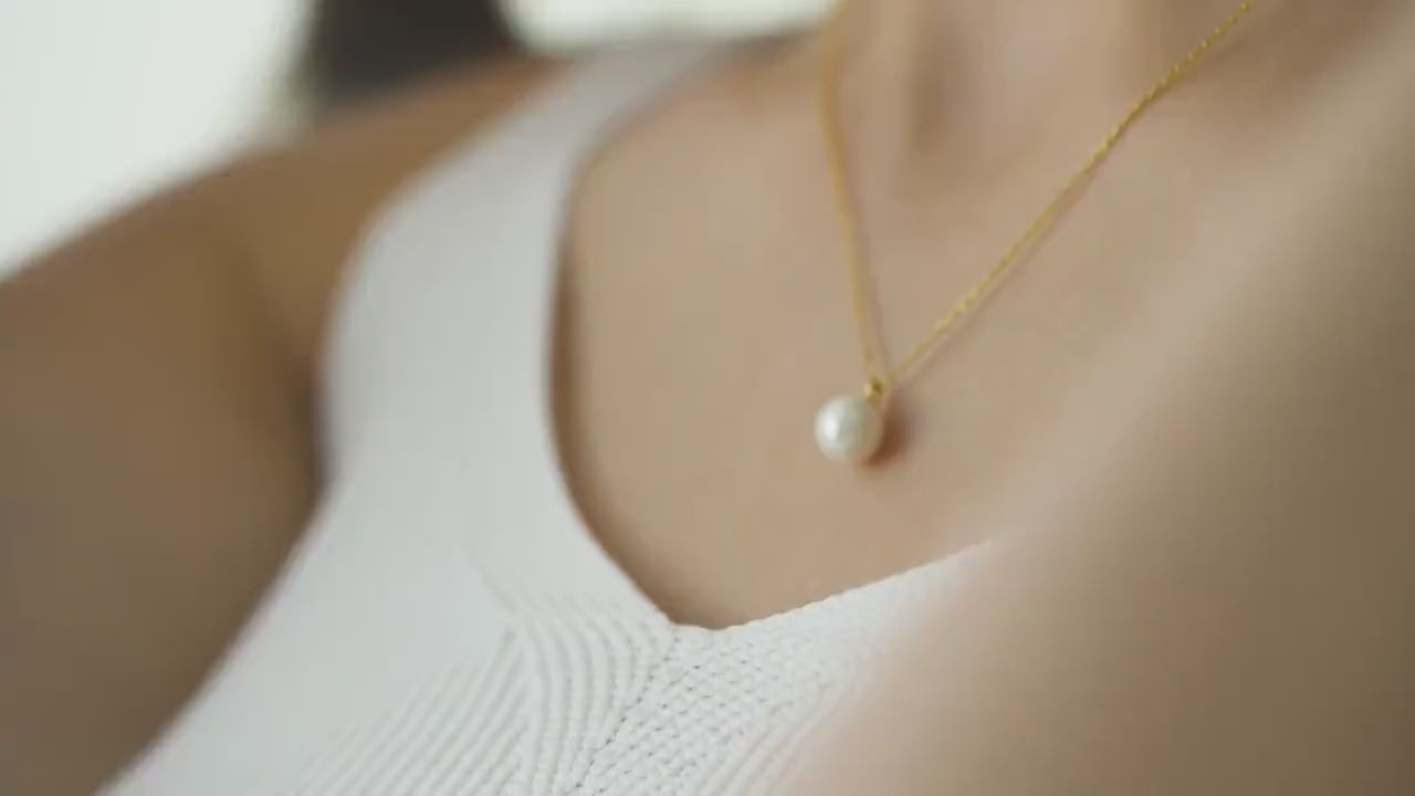 Dainty Pearl Necklace, Single Pearl Necklace, Sterling Silver White Pearl Pendant, Bridal Shower, Bride, Bridesmaid, Wedding, New Mom Gift