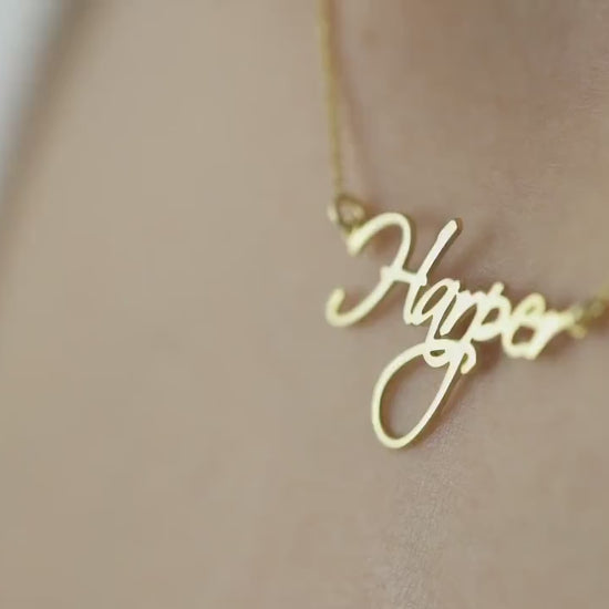 Name Necklace with Birthstone, Custom Nameplate Necklace, Gold Name Necklace, Birthstone Name Jewellery, Personalised Mother Necklace