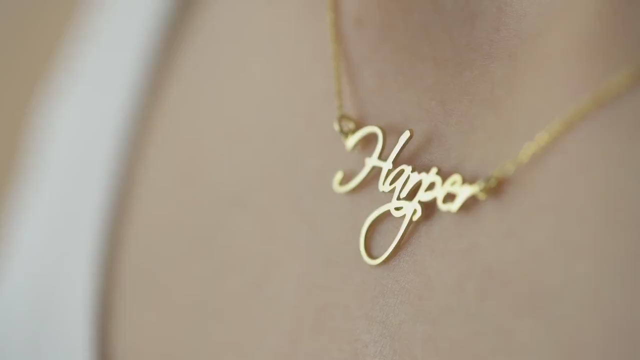 Name Necklace with Birthstone, Custom Nameplate Necklace, Gold Name Necklace, Birthstone Name Jewellery, Personalised Mother Necklace