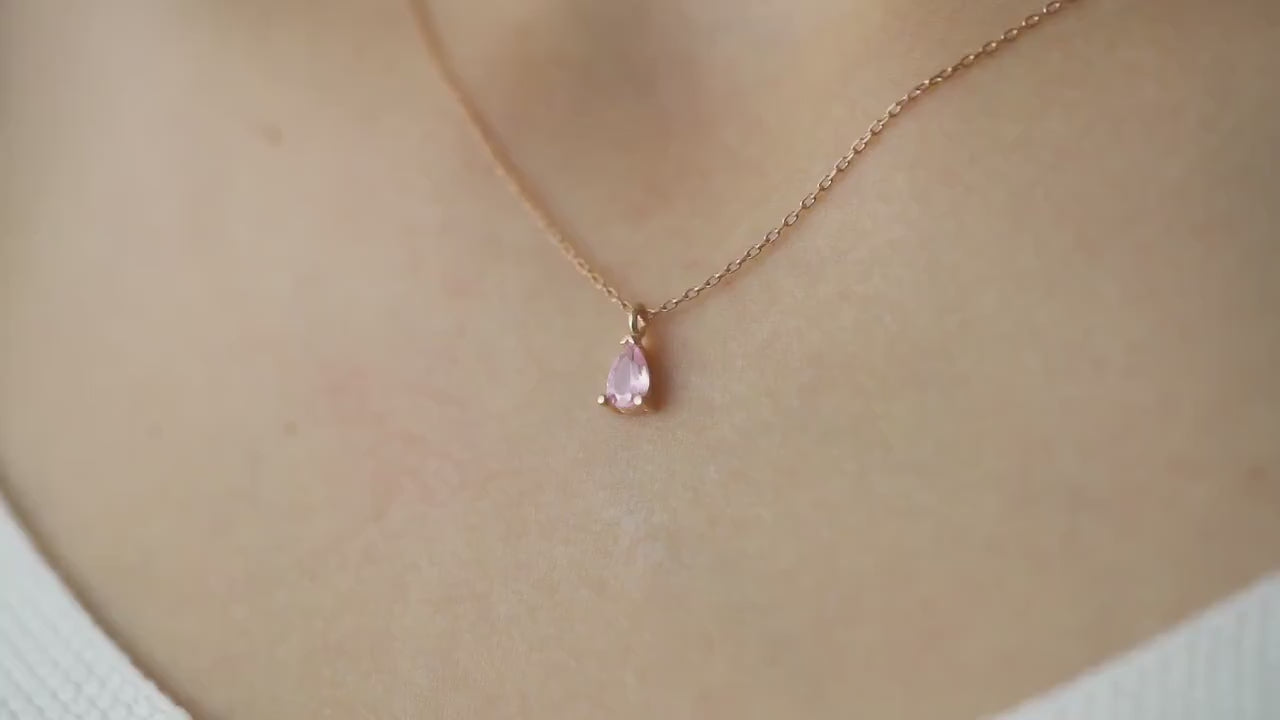 February Birthstone Necklace, Amethyst Birthstone Necklace, February Birthday Gift for Women, Teardrop Birthstone Pendant, Mothers Day Gift