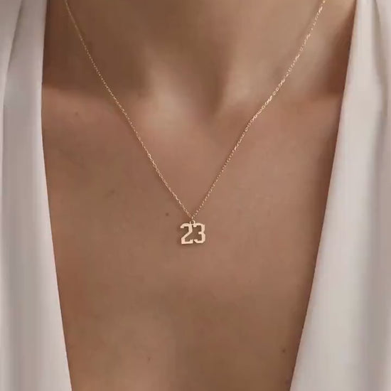 Personalized Gold Number Necklace, Custom Age Pendant for Birthday, Anniversary, Milestone Jewelry Gift, Minimalist Charm Necklace for Women