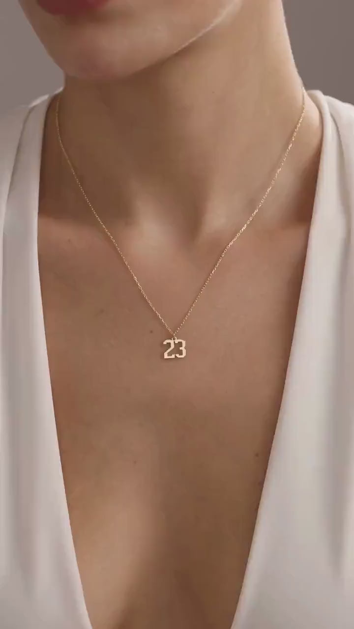 Personalized Gold Number Necklace, Custom Age Pendant for Birthday, Anniversary, Milestone Jewelry Gift, Minimalist Charm Necklace for Women