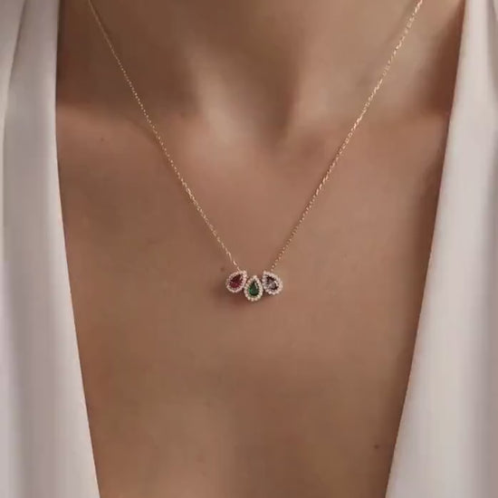 Birthstone Necklace for Grandma, Family Birthstone Necklace Gold, Custom Mother Necklace, Grandmother Jewelry