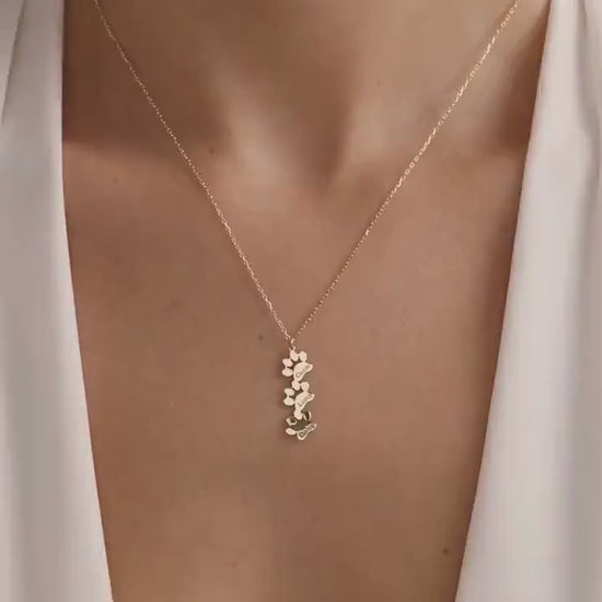 Paw Print Name Necklace – Custom Pet Memorial Jewelry – Dog/Cat Paw Name Necklace – Unique Gift for Pet Lovers