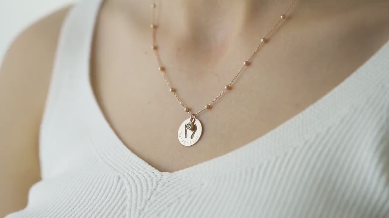 Baby Footprint Necklace, Actual Baby Handprint Necklace, Baby Loss Keepsake, Miscarriage, Angel Baby Memorial, Still Born Gift - C1