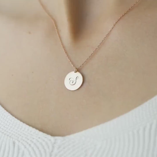 Initial Birthstone Necklace, Gold Initial Disc Necklace, Birthstone Letter Pendant, Christmas, Teenage Girl, Daughter, Personalised Mom Gift