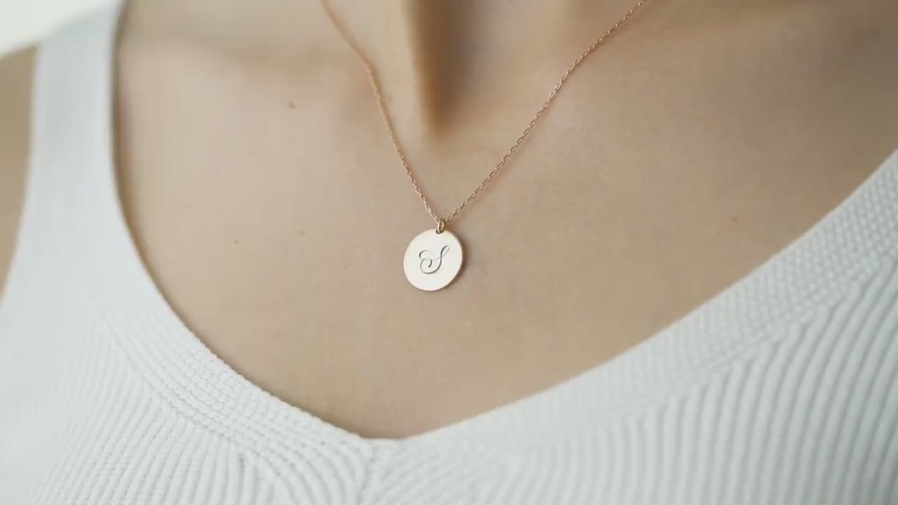 Initial Birthstone Necklace, Gold Initial Disc Necklace, Birthstone Letter Pendant, Christmas, Teenage Girl, Daughter, Personalised Mom Gift